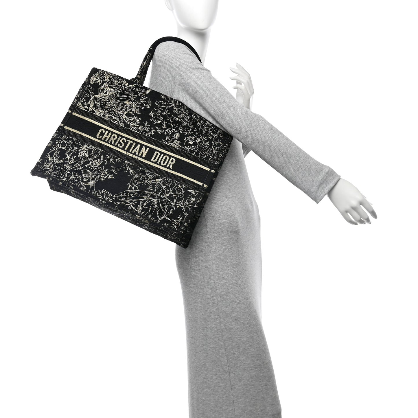 Velvet Jardin d'Hiver Embroidered Large Book Tote Black Gold