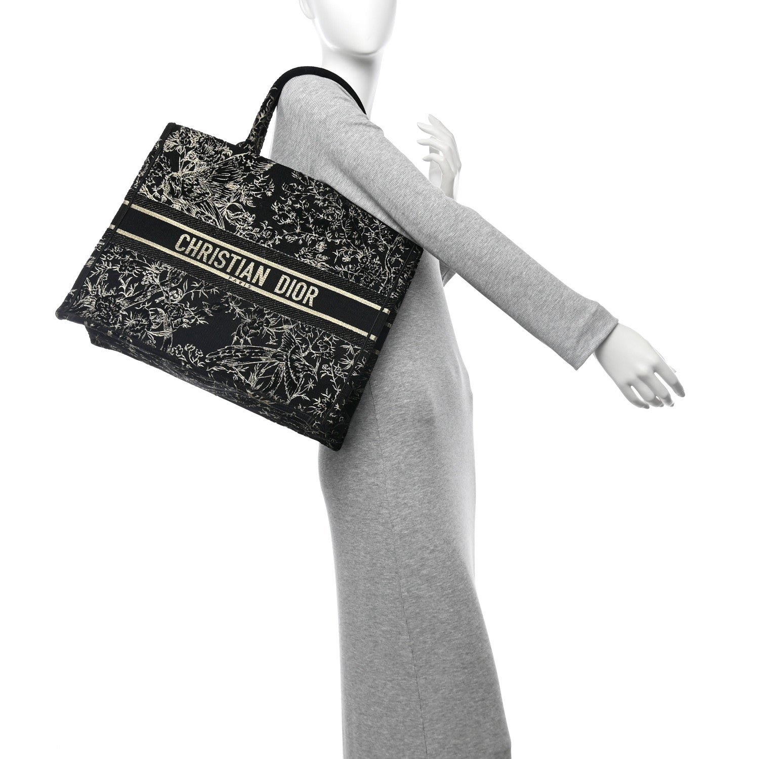 Christian Dior Velvet Jardin d'Hiver Embroidered Large Book Tote Black Gold 2 of 10