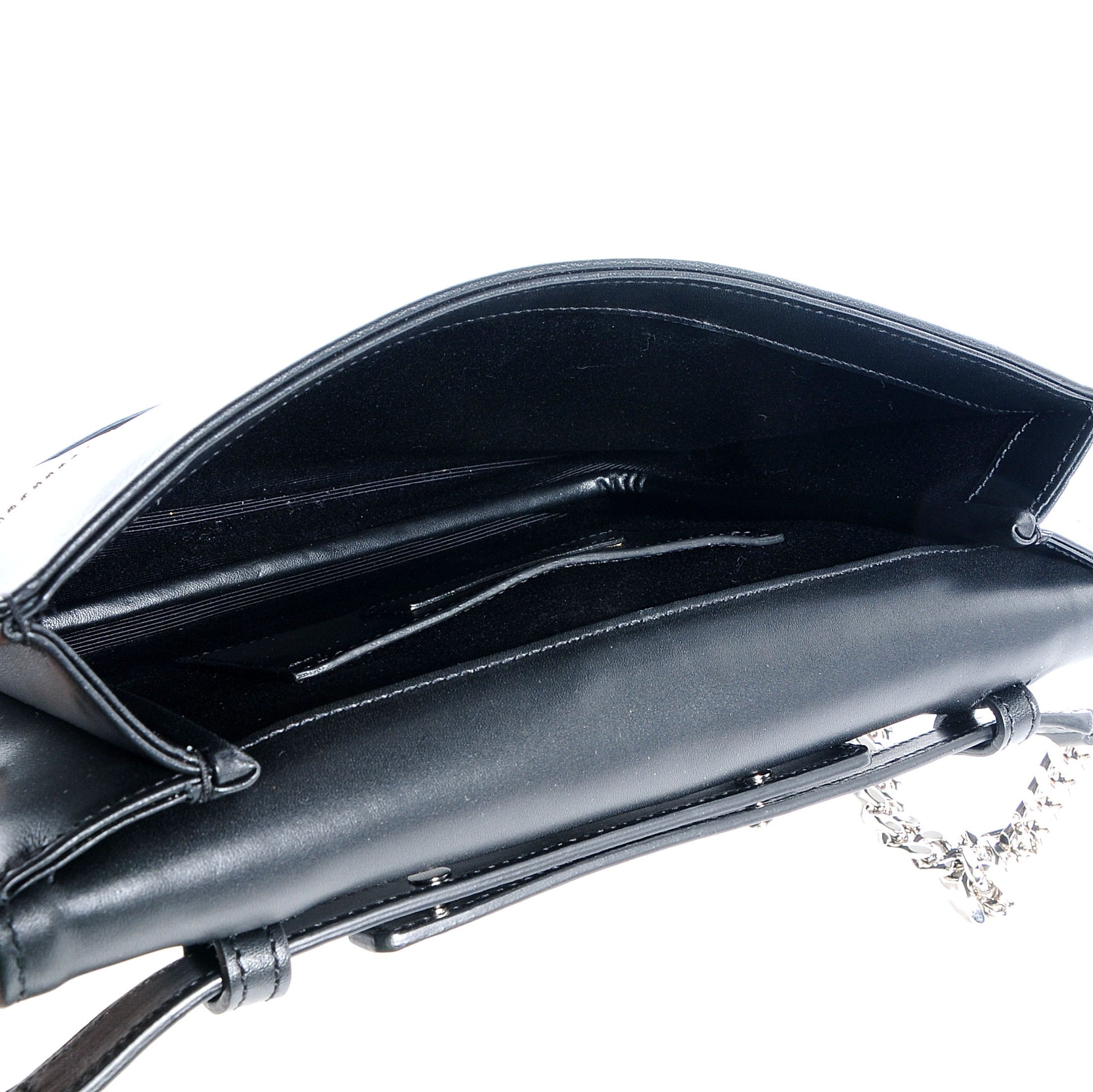 Saint Laurent Calfskin Monogramme Chevron Studded Shoulder Bag Black 5 of 8