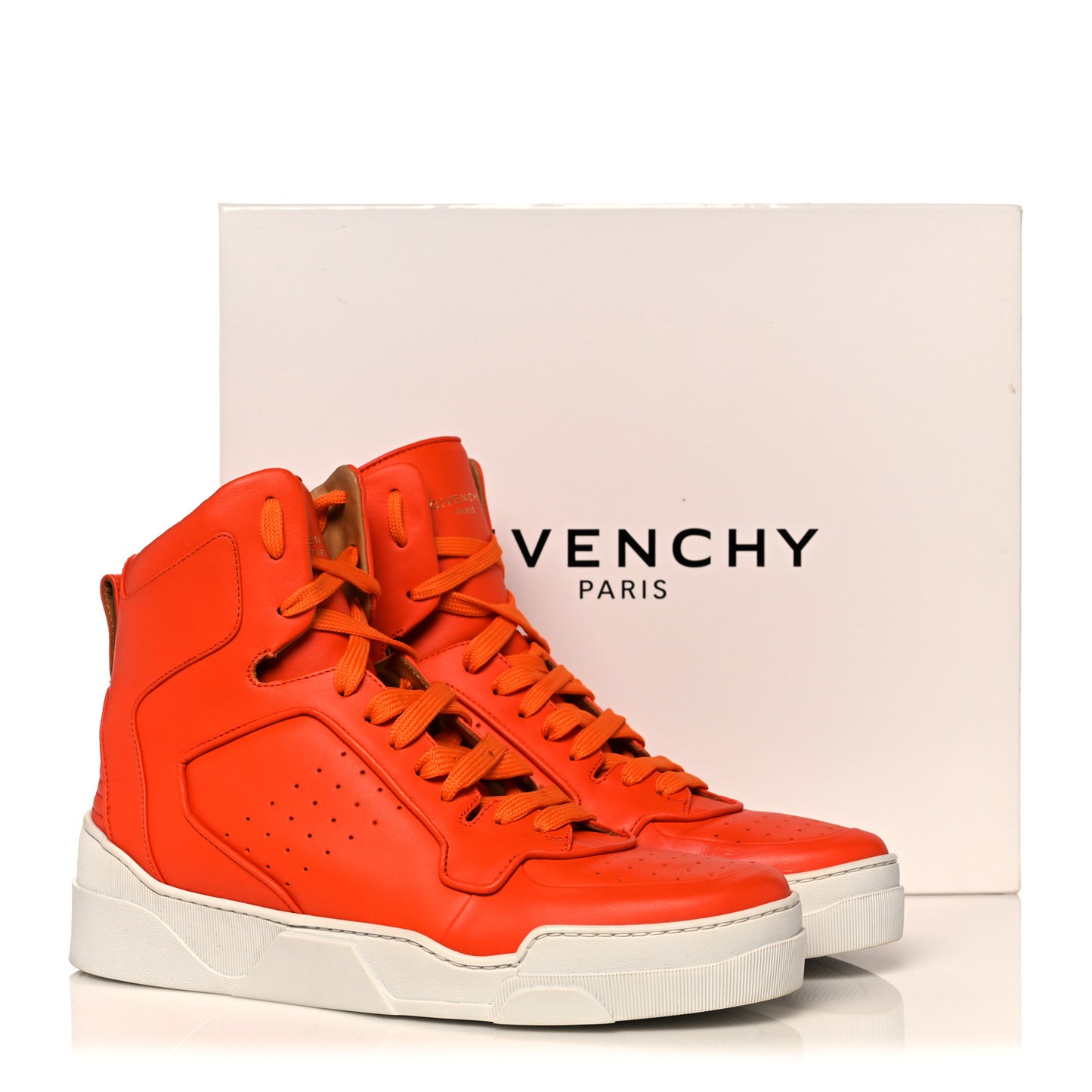 Calfskin Mens Tyson High Top Sneakers 42 Orange