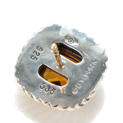 David Yurman Sterling Silver 14K Yellow Gold Citrine 7mm Albion Cable Earrings 4 of 5