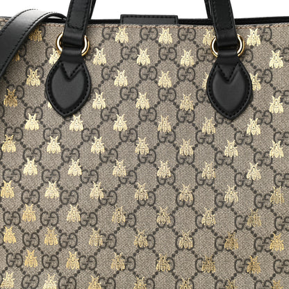 Gucci Soft GG Supreme Monogram Bees Small Crossbody Tote Beige Oro Black 8 of 11