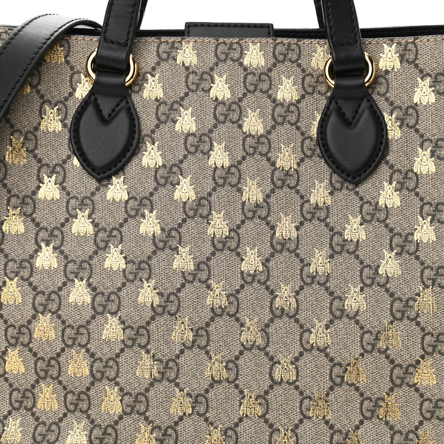 Gucci Soft GG Supreme Monogram Bees Small Crossbody Tote Beige Oro Black 8 of 11