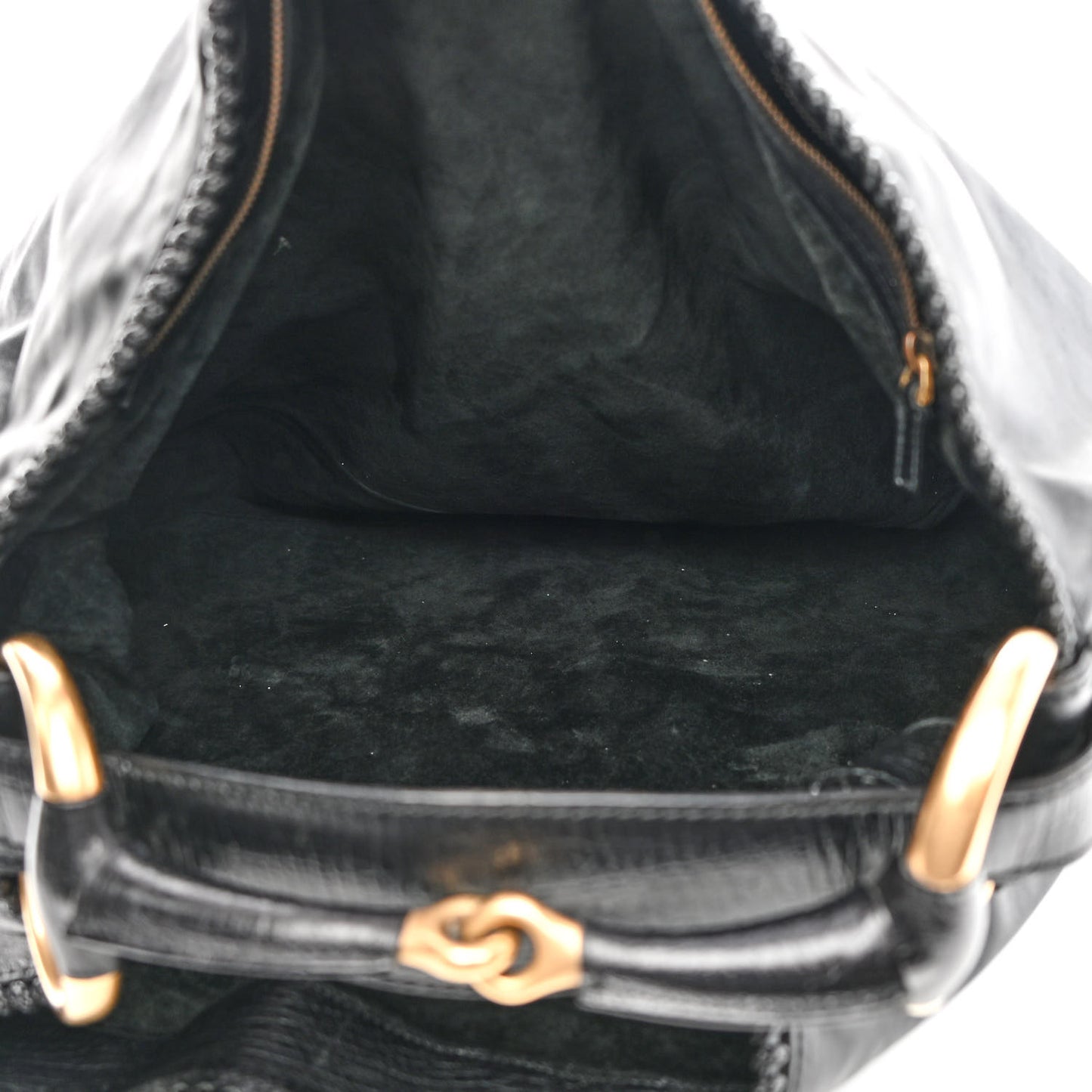 Calfskin Large Horsebit Chain Hobo Black