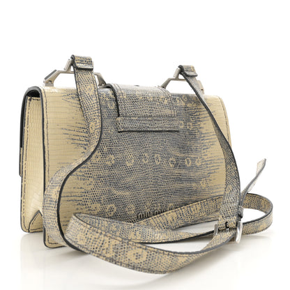 Miu Miu Lizard Embossed Calfskin Studded Jewel Buckle Crossbody Bag Roccia 3 of 12