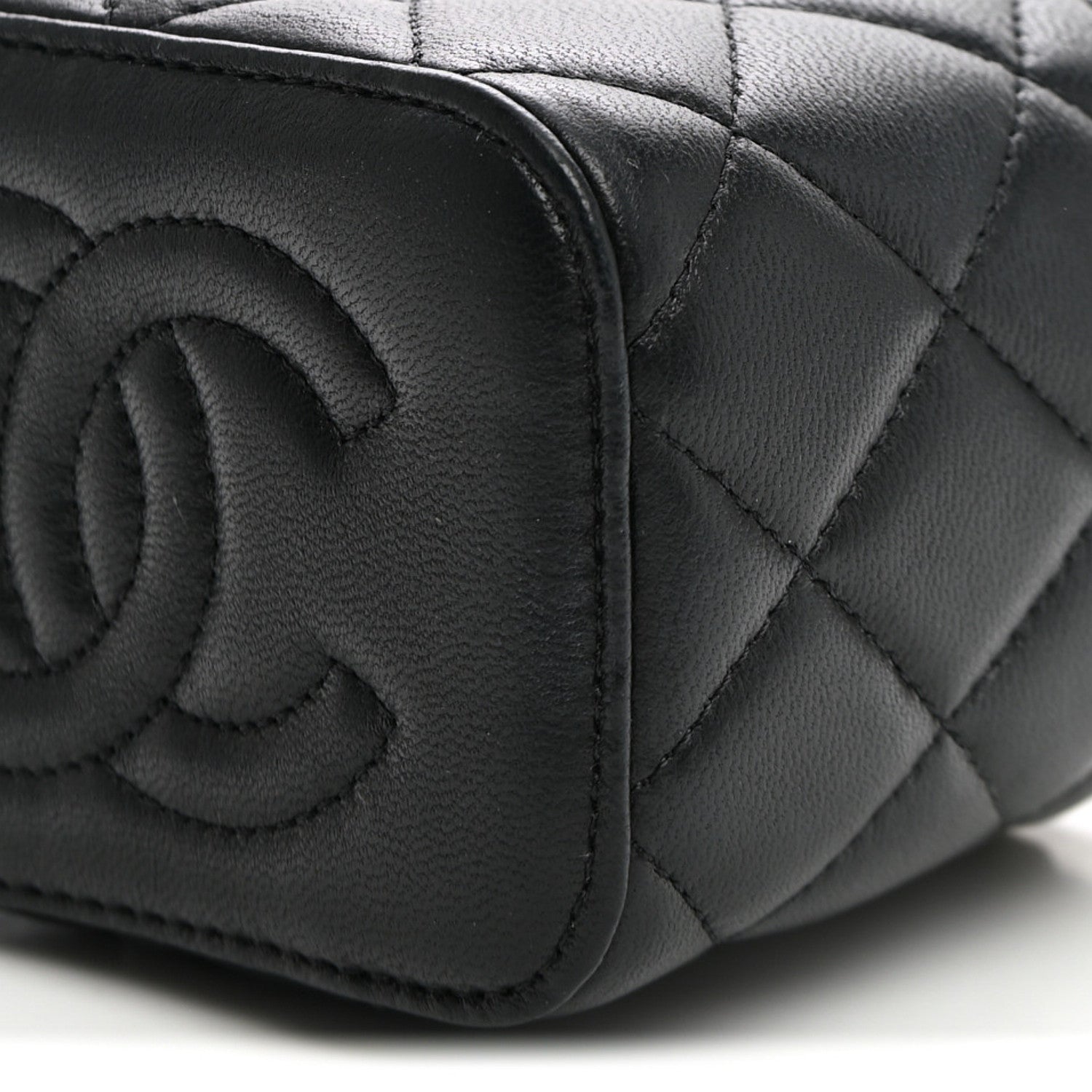 Chanel Lambskin Quilted Top Handle Mini Vanity Case With Chain Black 10 of 10