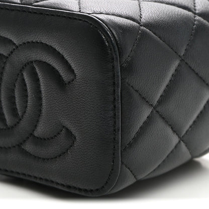 Chanel Lambskin Quilted Top Handle Mini Vanity Case With Chain Black 10 of 10