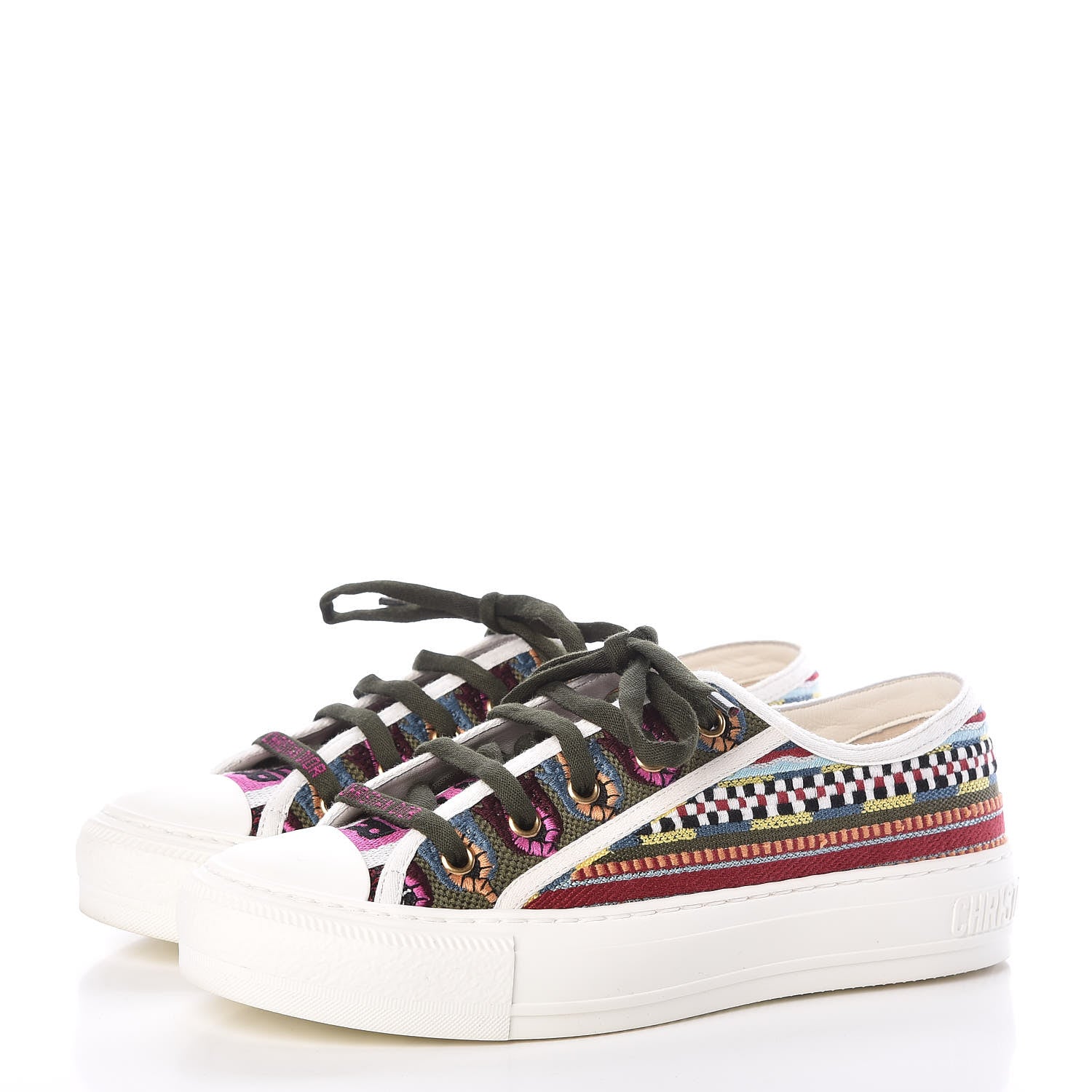 Christian Dior Canvas Ethnic Embroidered Womens Walk'N'Dior Low Top Sneakers 36.5 Fuchsia 3 of 9