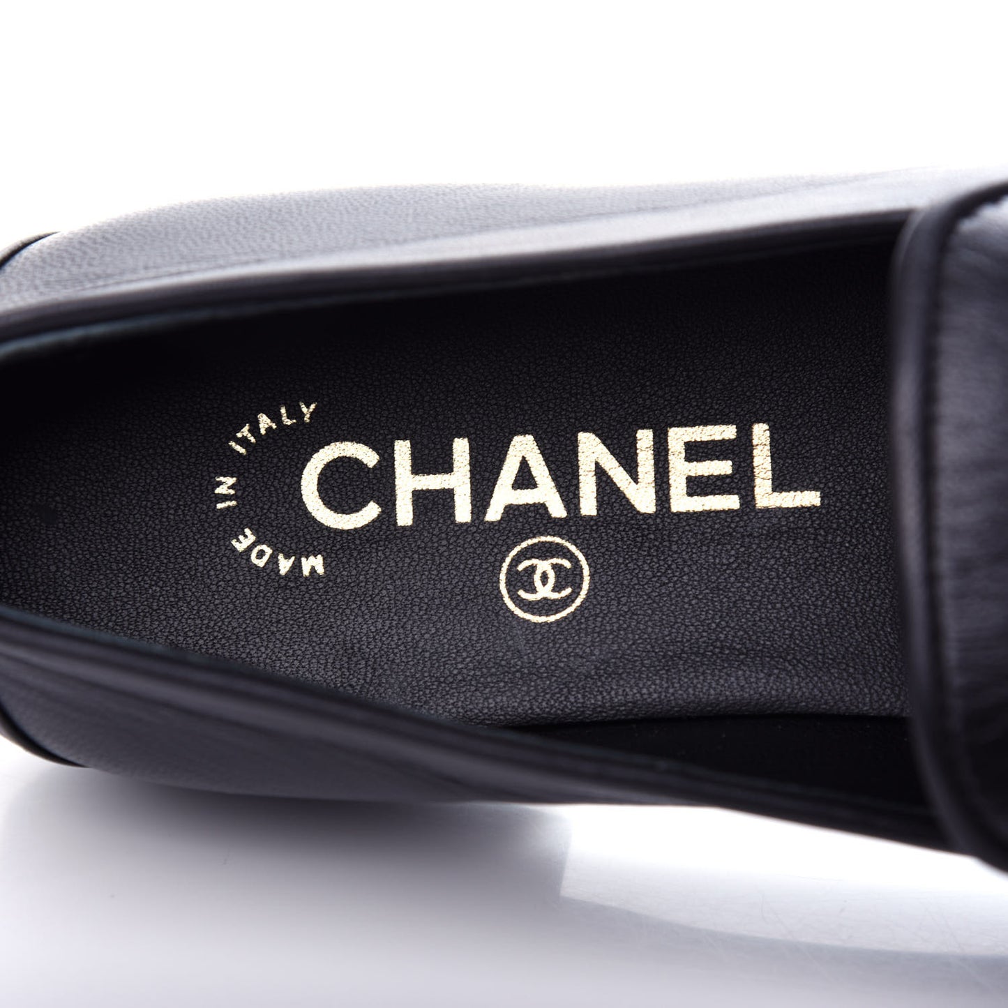 Lambskin CC Chain Loafers 38 Black