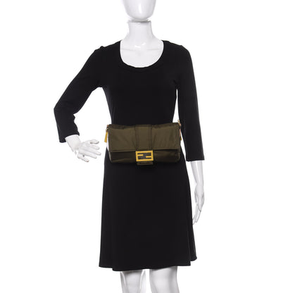 Fendi Nylon Dolmias Vitello Grace FF Puffer Belt Baguette Bag Military Brown Tortora 3 of 10
