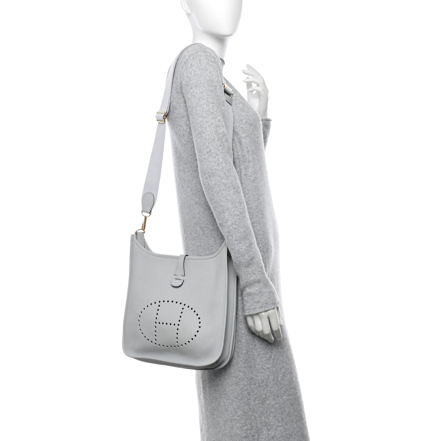 Hermes Taurillon Clemence Evelyne III PM Bleu Pale 2 of 13