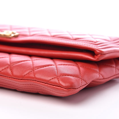 Chanel Lambskin Quilted Beauty CC Boy Clutch Red 9 of 13