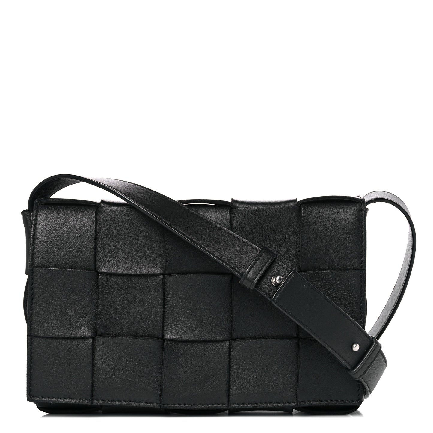 Lambskin Maxi Intrecciato Cassette Crossbody Bag Black