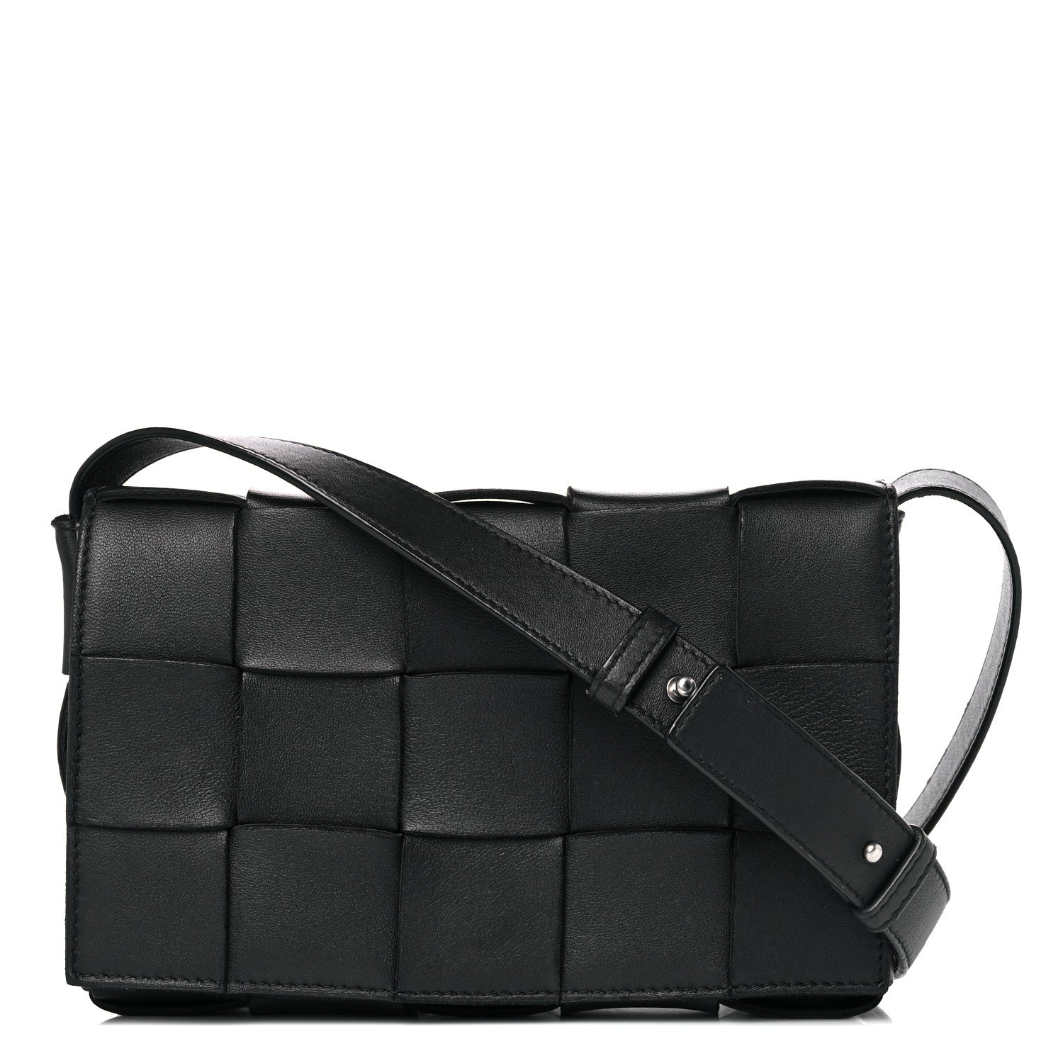 Bottega Veneta Lambskin Maxi Intrecciato Cassette Crossbody Bag Black 1 of 14