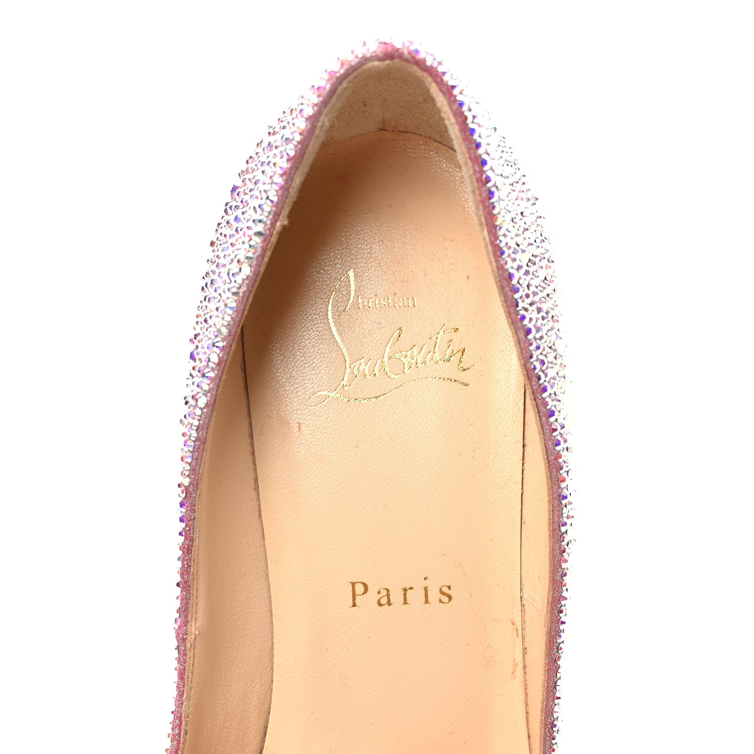 Christian Louboutin Suede Metallic Strass New Very Prive Pumps 37.5 Aurora Borea 7 of 7