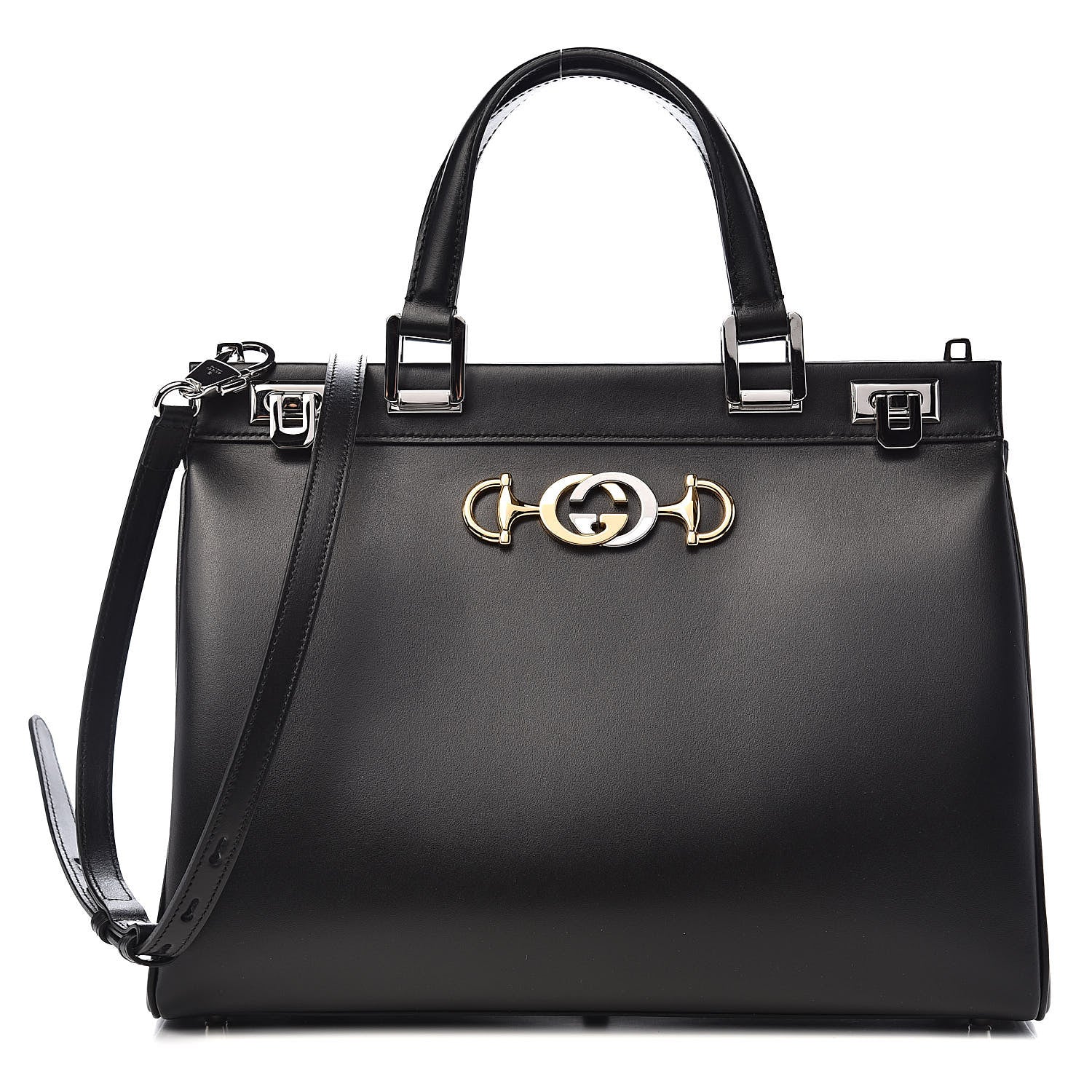 Gucci Smooth Calfskin Medium Zumi Top Handle Bag Black 1 of 12