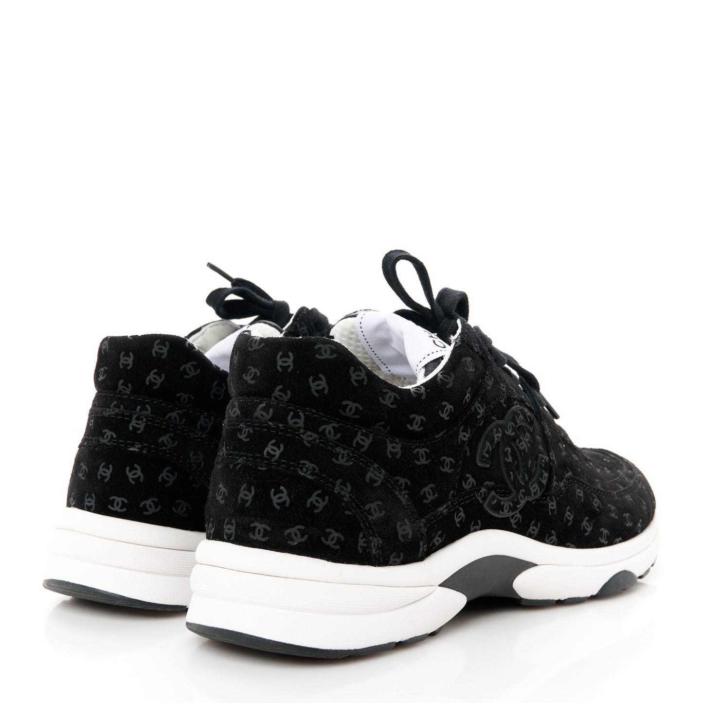 Suede Calfskin Printed CC Sneakers 39 Black