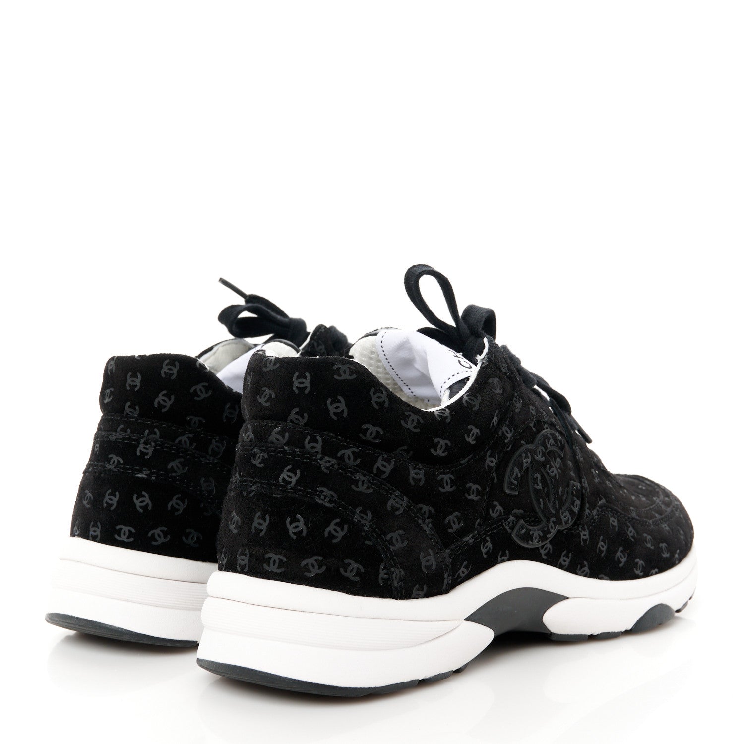 Chanel Suede Calfskin Printed CC Sneakers 39 Black 4 of 9