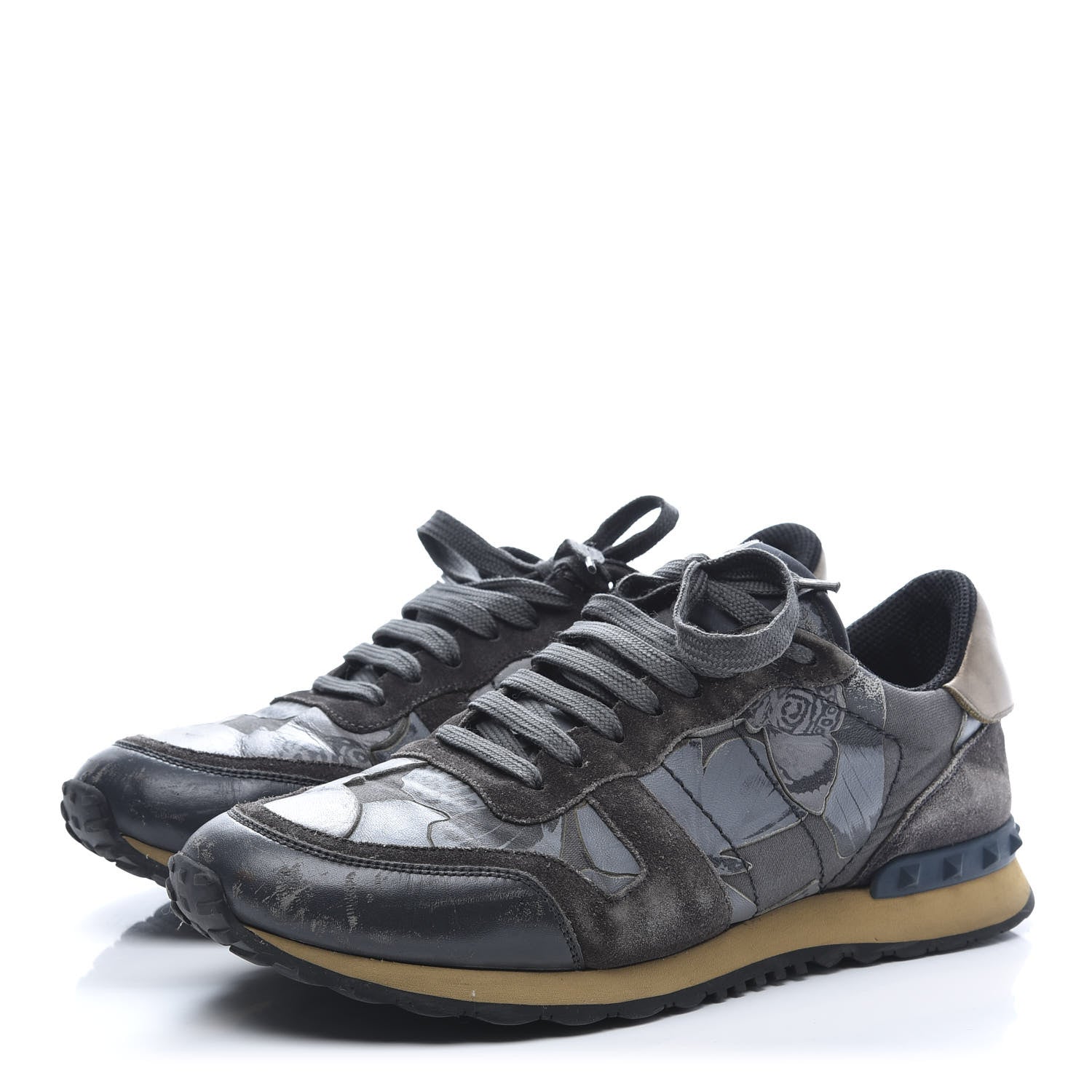 Valentino Garavani Fabric Suede Butterfly Mens Rockrunner Sneakers 42 Blue 3 of 11