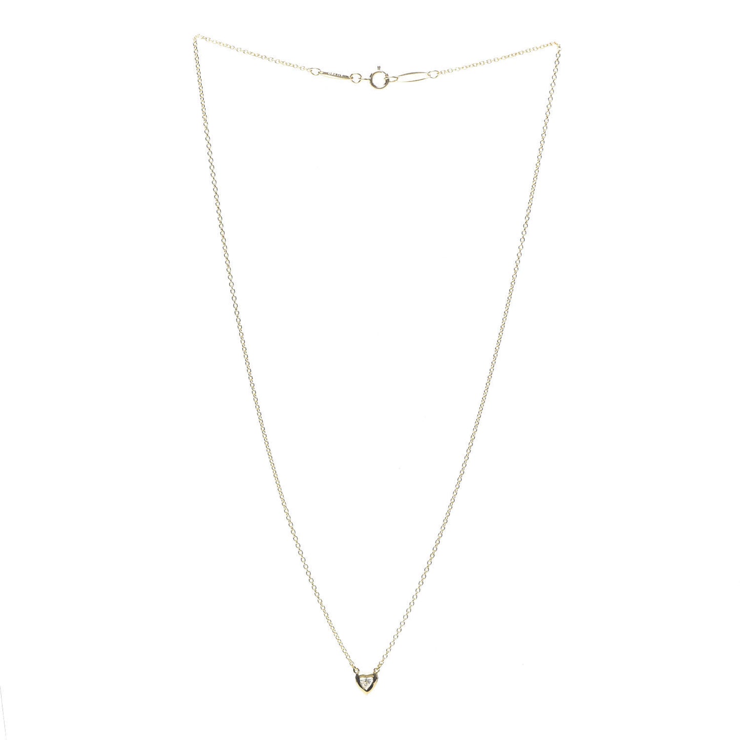 18K Yellow Gold Diamond .17ct Elsa Peretti Diamonds by the Yard Heart Pendant Necklace