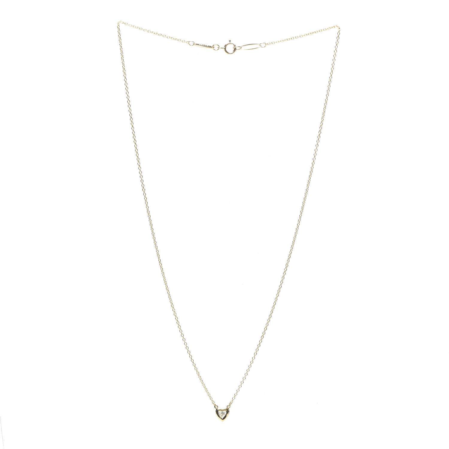 Tiffany 18K Yellow Gold Diamond .17ct Elsa Peretti Diamonds by the Yard Heart Pendant Necklace 3 of 8