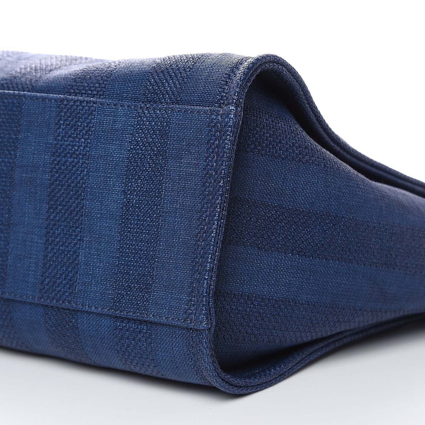 Woven Straw Raffia Striped Large Deauville Tote Navy Blue