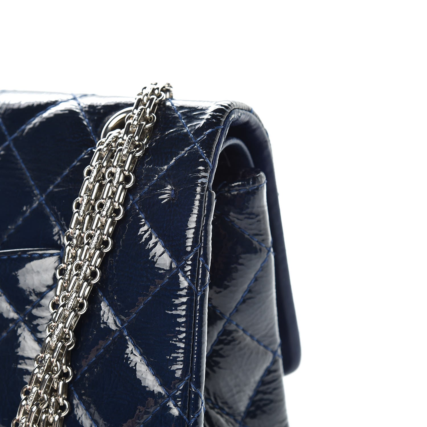 Chanel Distressed Patent Quilted 2.55 Reissue 226 Flap Navy 8 of 16