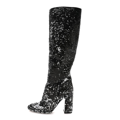Louis Vuitton Sequin Donna High Boots 38 Black 1 of 8