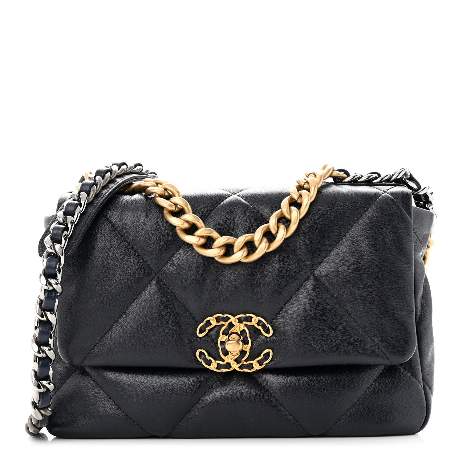 Chanel Lambskin Quilted Medium Chanel 19 Flap Navy Blue 1 of 10