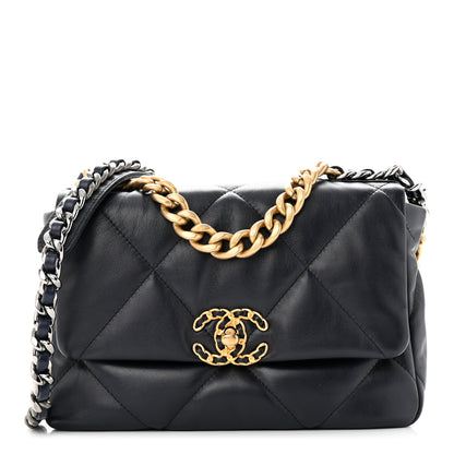 Chanel Lambskin Quilted Medium Chanel 19 Flap Navy Blue 1 of 10