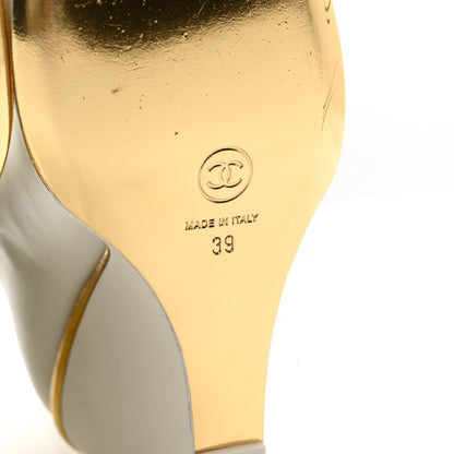 Chanel Lambskin Cap Toe Open Wedge 39 White Black 7 of 11
