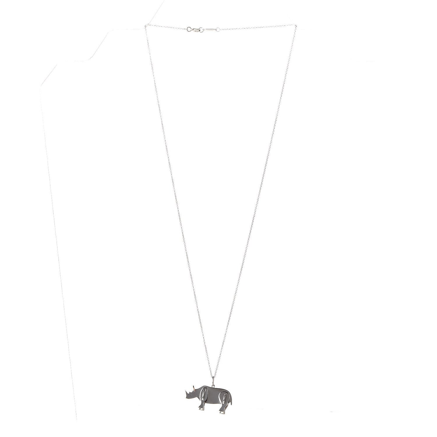 Sterling Silver 18K Rose Gold Save the Wild Rhino Pendant Necklace