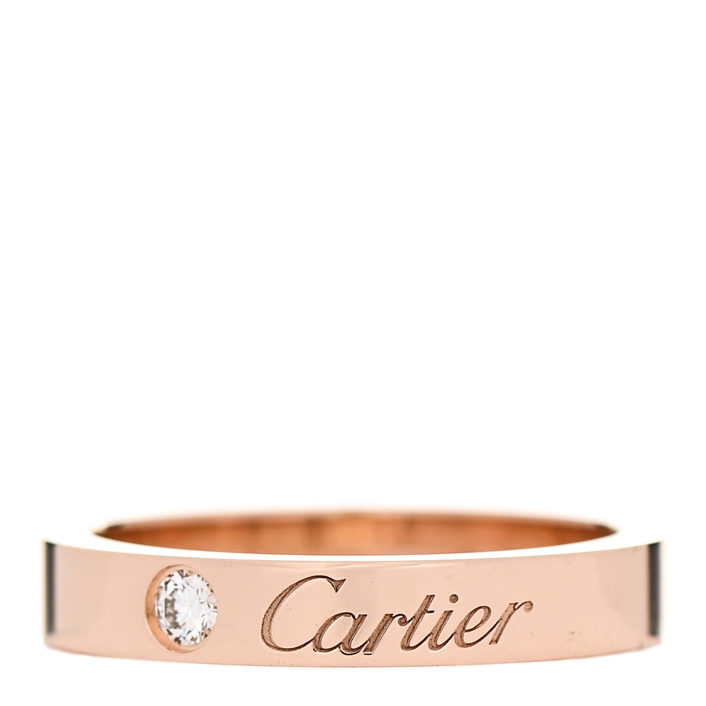 18K Pink Gold Diamond 3mm C De Cartier Wedding Band Ring 47 4