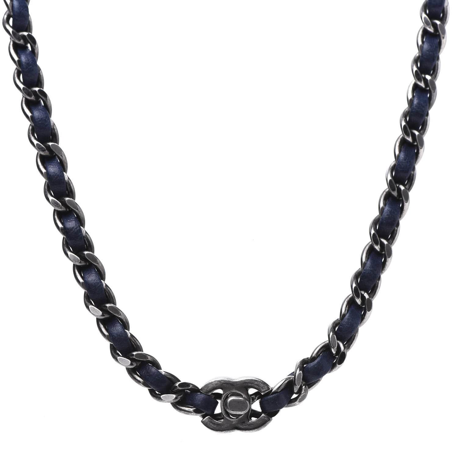 Chanel Lambskin CC Turnlock Choker Necklace Navy Blue 1 of 6