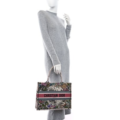 Christian Dior Canvas Embroidered Medium Zodiac Book Tote Latte Multicolor 2 of 10