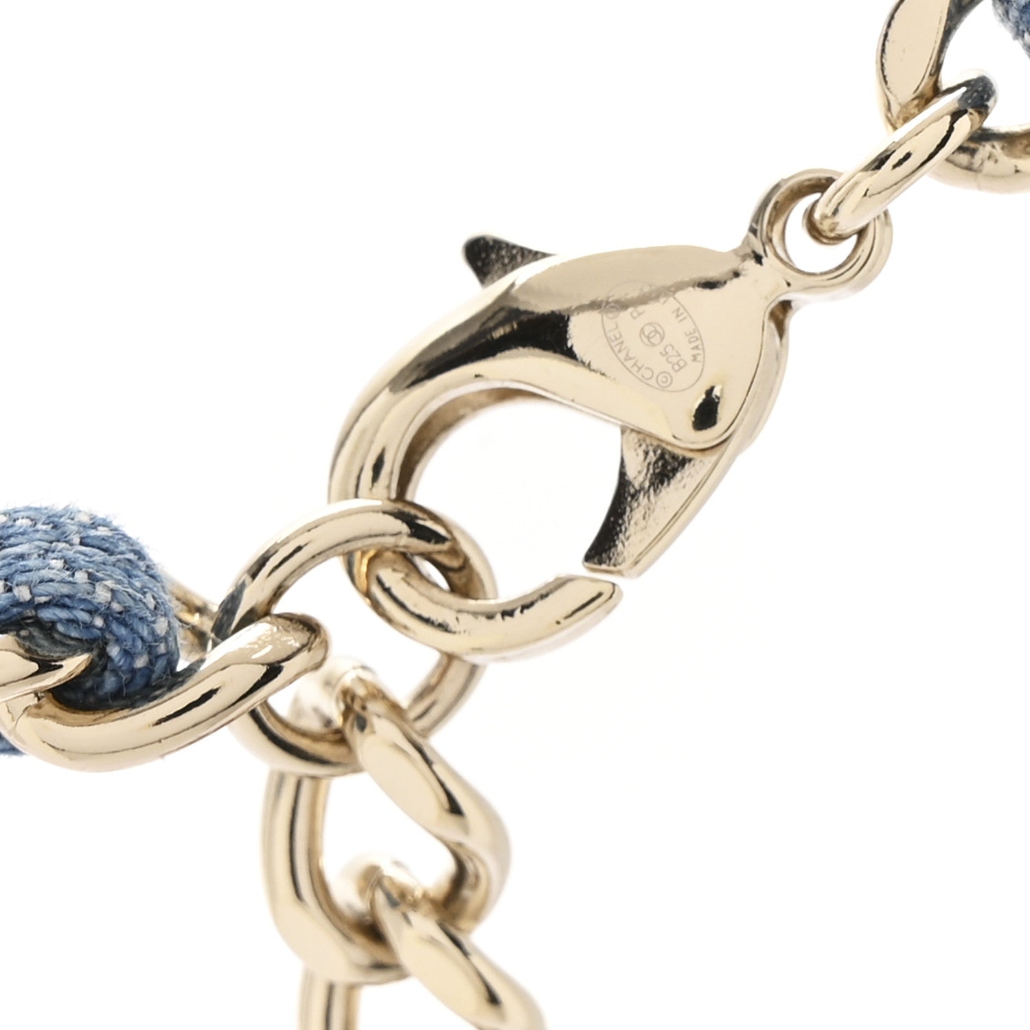 Chanel Metal Denim CC Double Chain Long Necklace Blue Gold 6 of 7