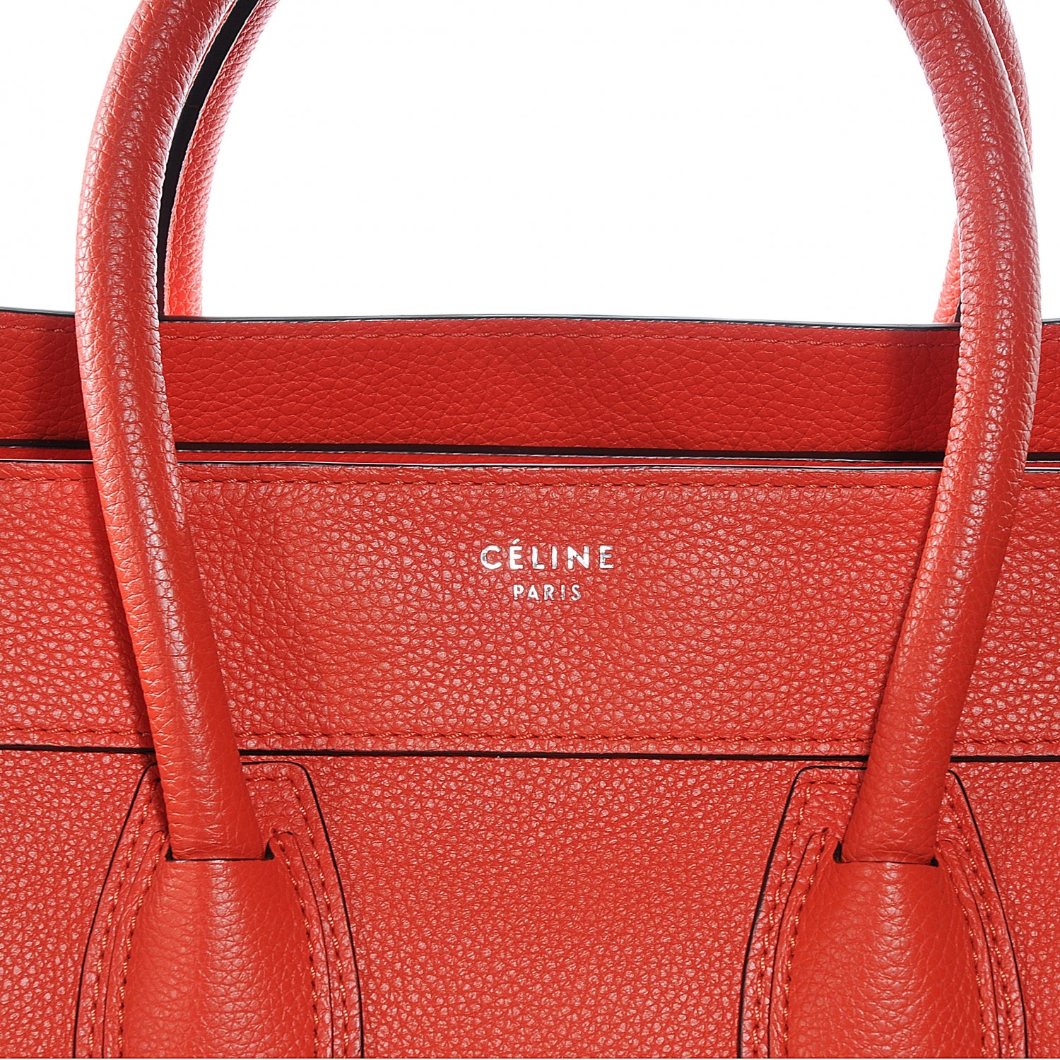 Celine Drummed Calfskin Mini Luggage Bag Vermillion 6 of 10