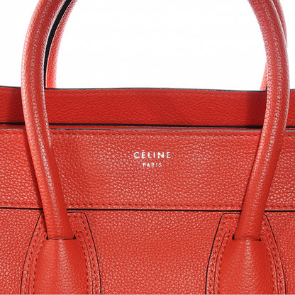 Celine Drummed Calfskin Mini Luggage Bag Vermillion 6 of 10