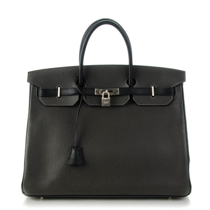 Hermes Taurillon Clemence Horseshoe Birkin 40 Black Graphite 1 of 22