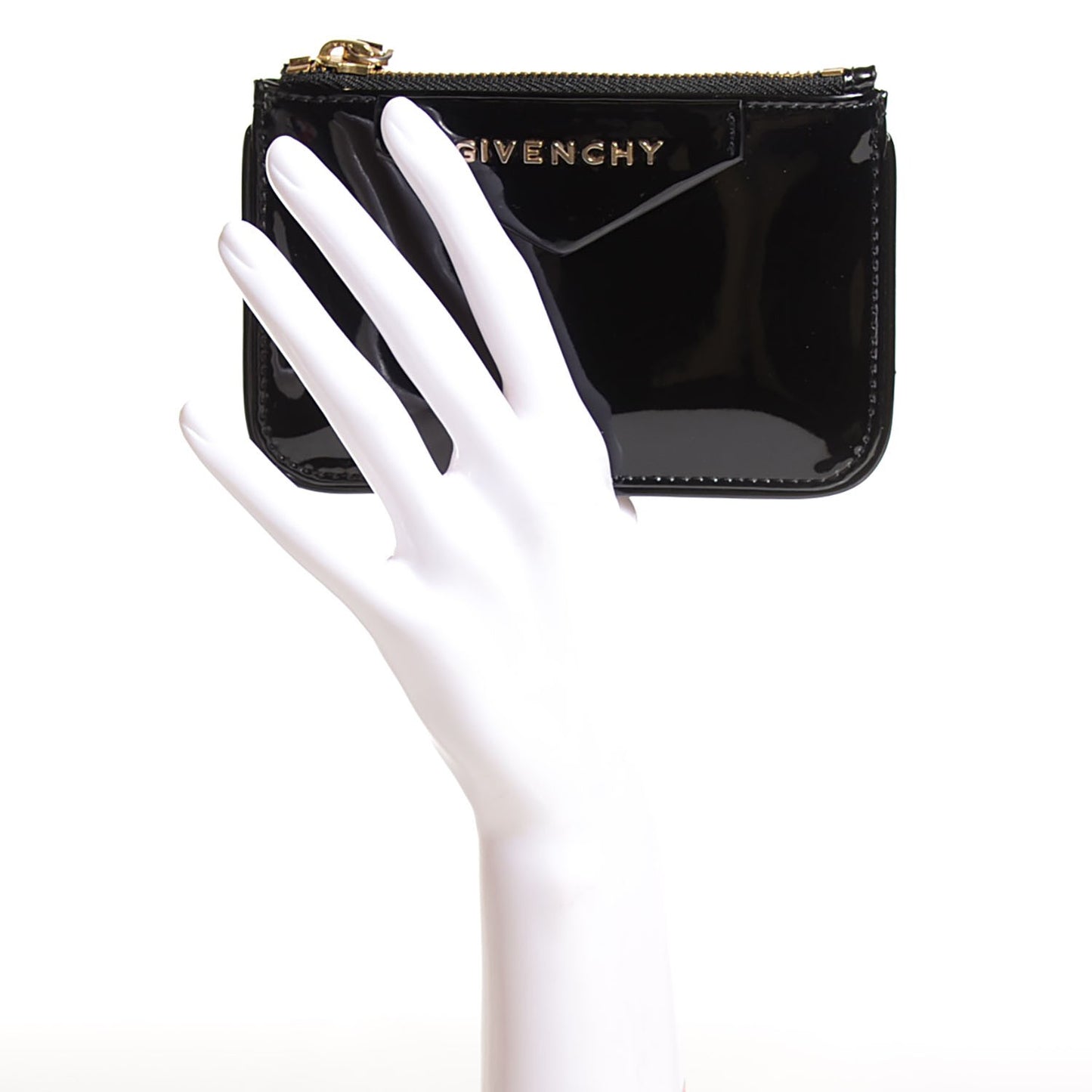 Patent Calfskin Small Antigona Flat Pouch Black