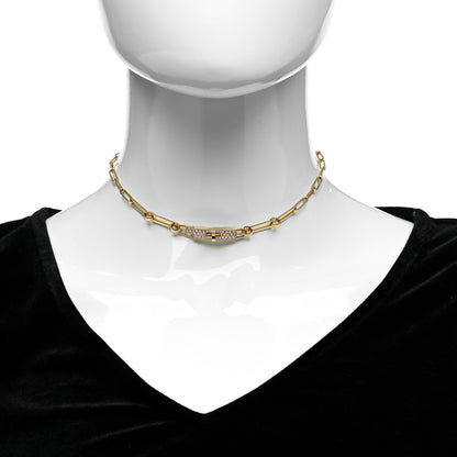 Hermes 18K Yellow Gold Diamond Pave Kelly Chaine Choker Necklace 2 of 6