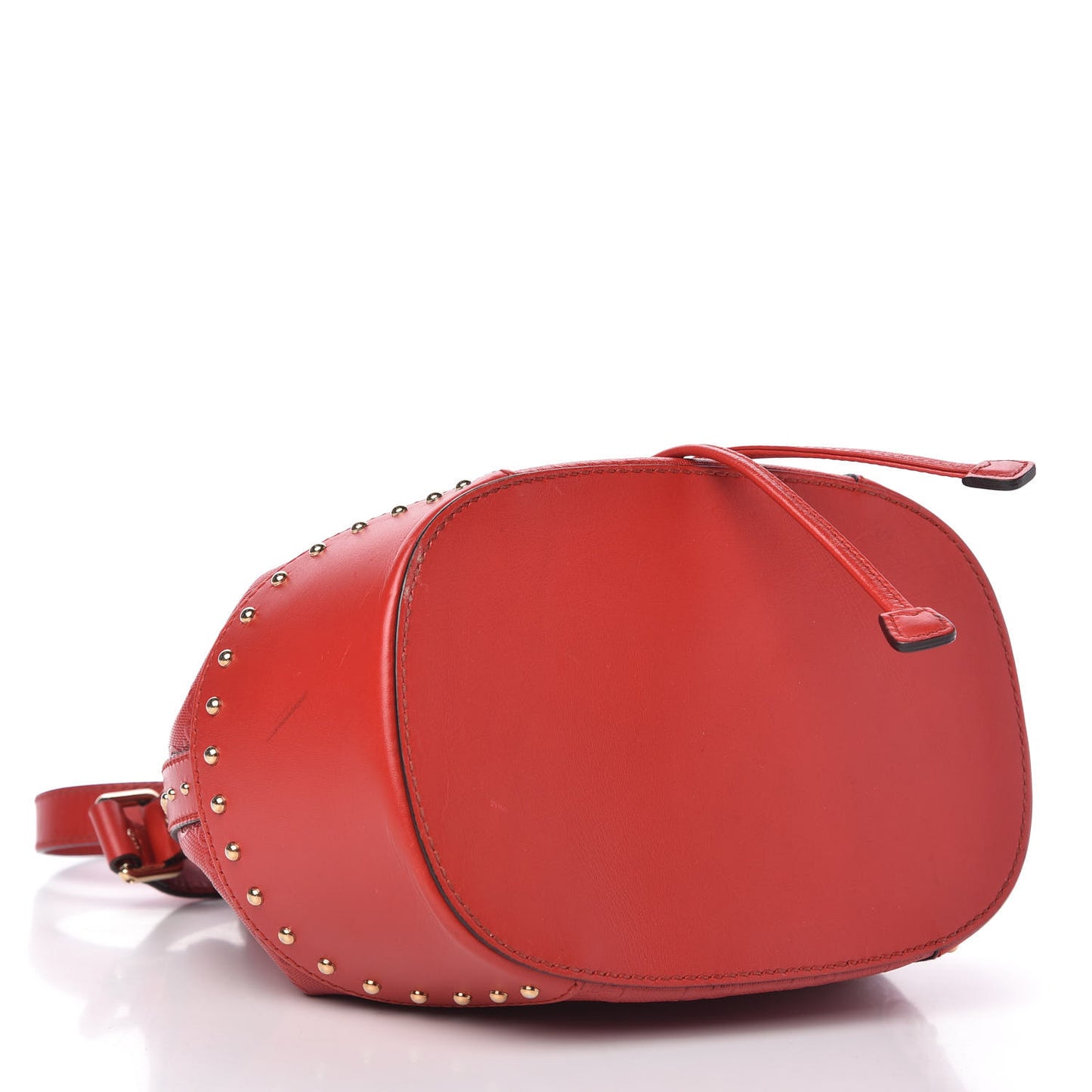 HIlary Lux GG Monogram Embossed Studded Small Bucket Bag Tobasco