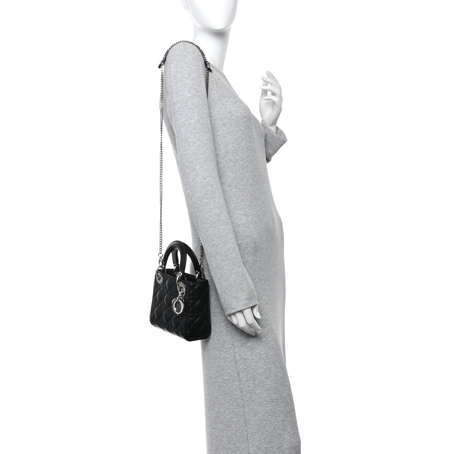 Lambskin Cannage Mini Lady Dior Black