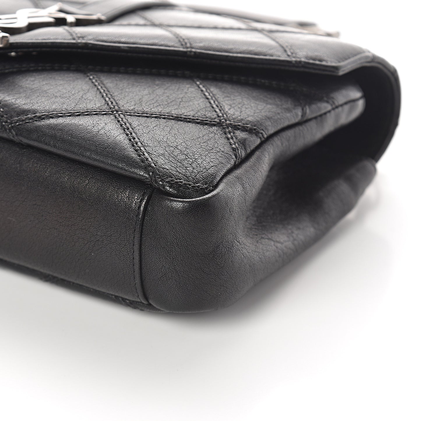 Calfskin Matelasse Diamond Quilted Monogram Medium College Bag Black
