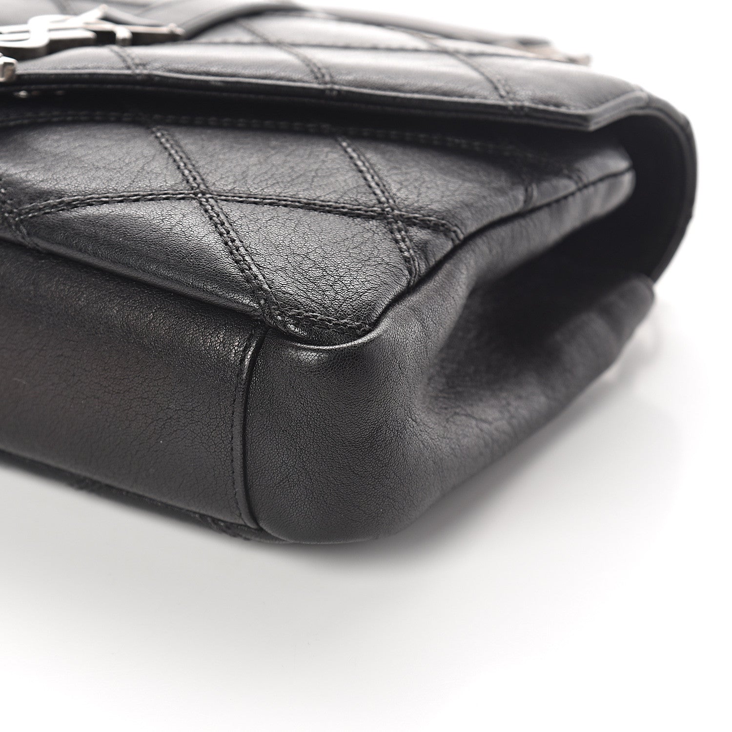 Saint Laurent Calfskin Matelasse Diamond Quilted Monogram Medium College Bag Black 8 of 8