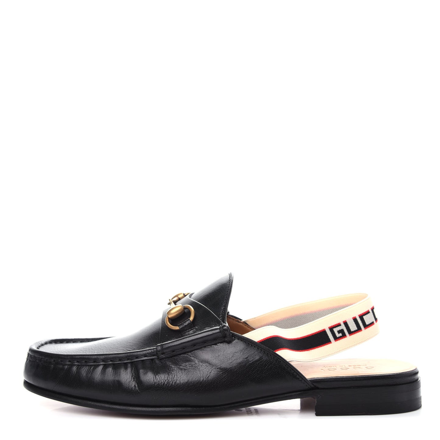 Goatskin Stripe Mens Horsebit Slingback Slippers 11.5 Black