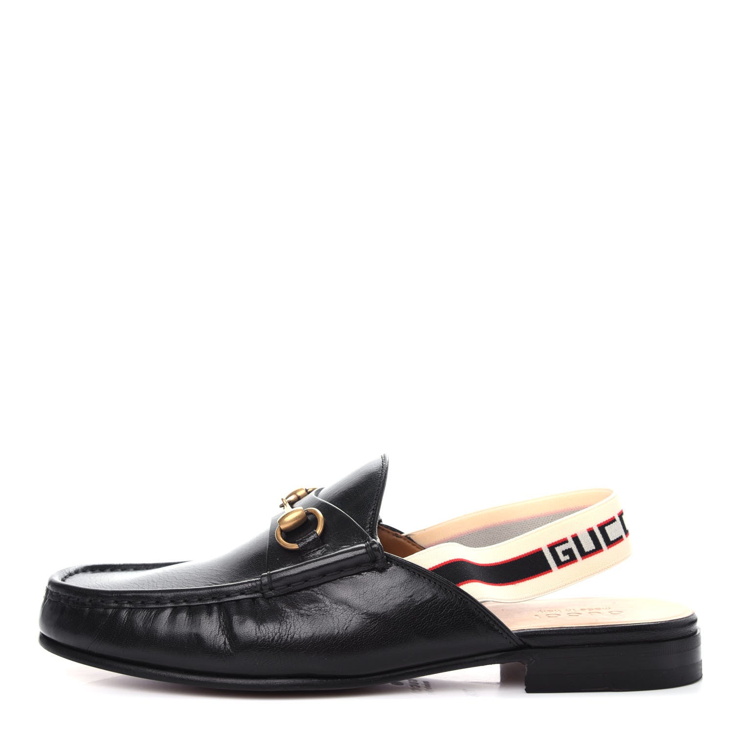 Gucci Goatskin Stripe Mens Horsebit Slingback Slippers 11.5 Black 1 of 11