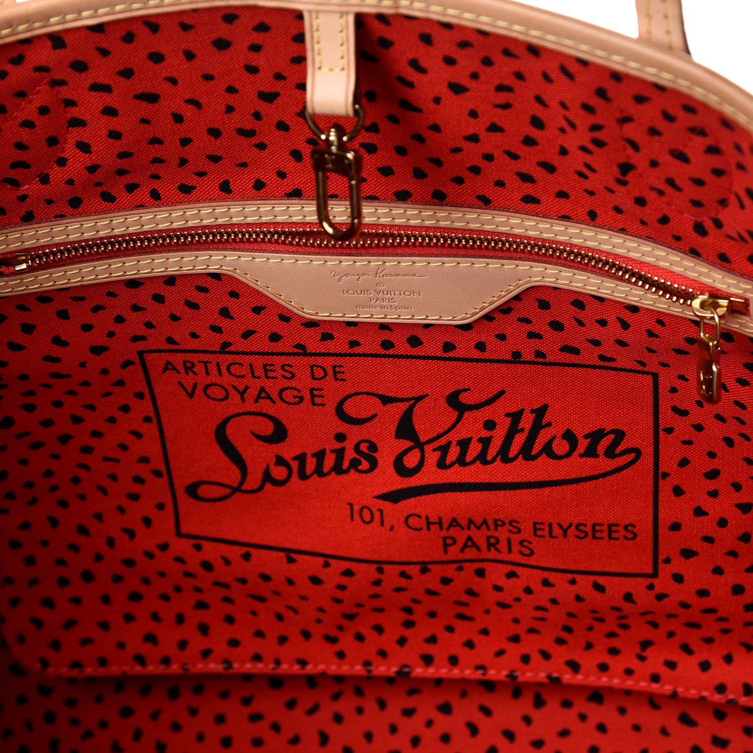 Louis Vuitton Monogram Kusama Waves Neverfull MM Red 9 of 10