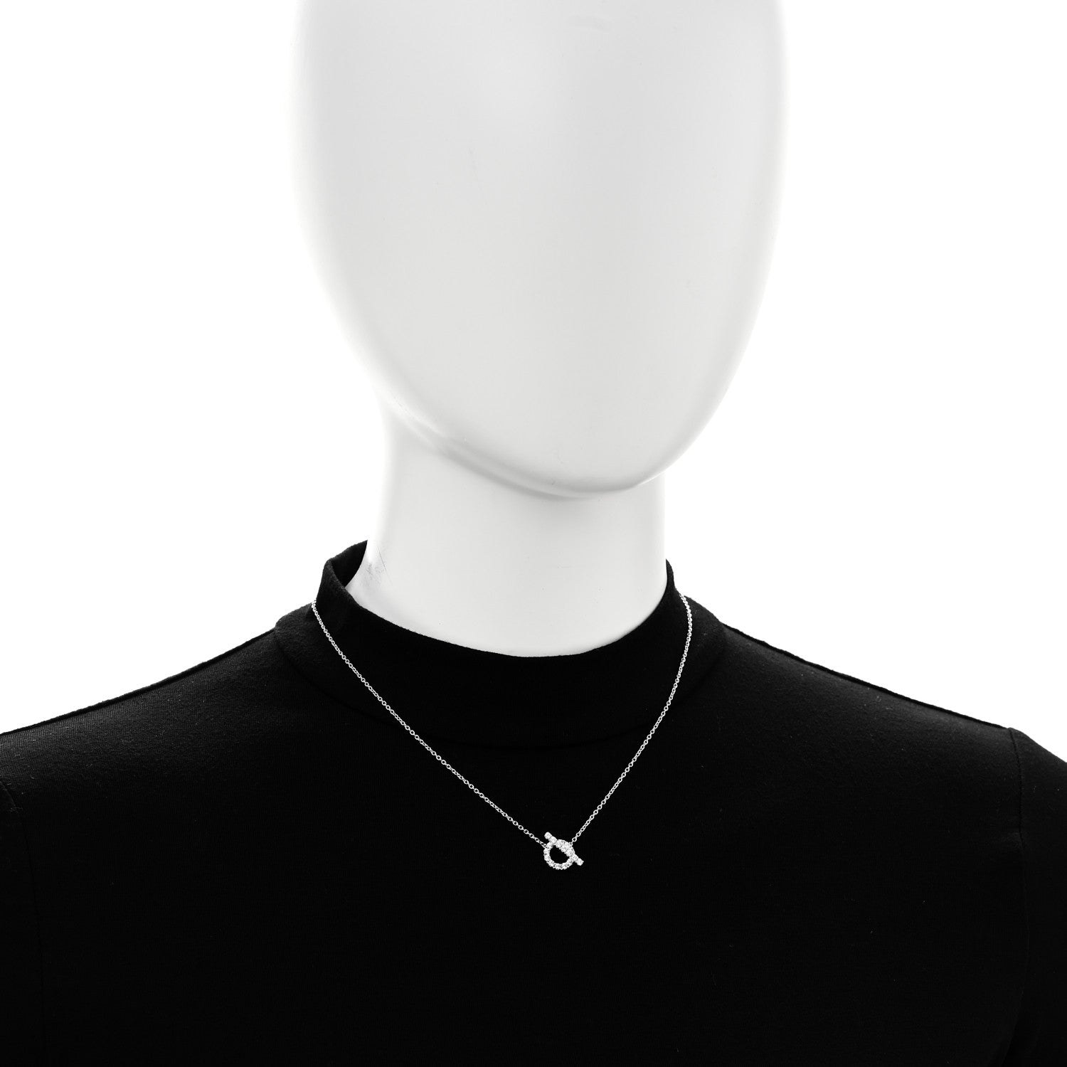 Hermes 18K White Gold Diamond Finesse Pendant Necklace 2 of 5