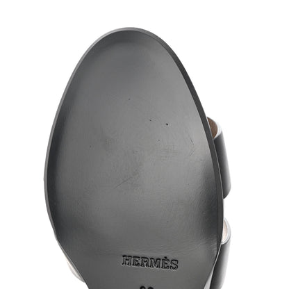 Hermes Calfskin Legend Wedge Sandals 38 Black 9 of 11